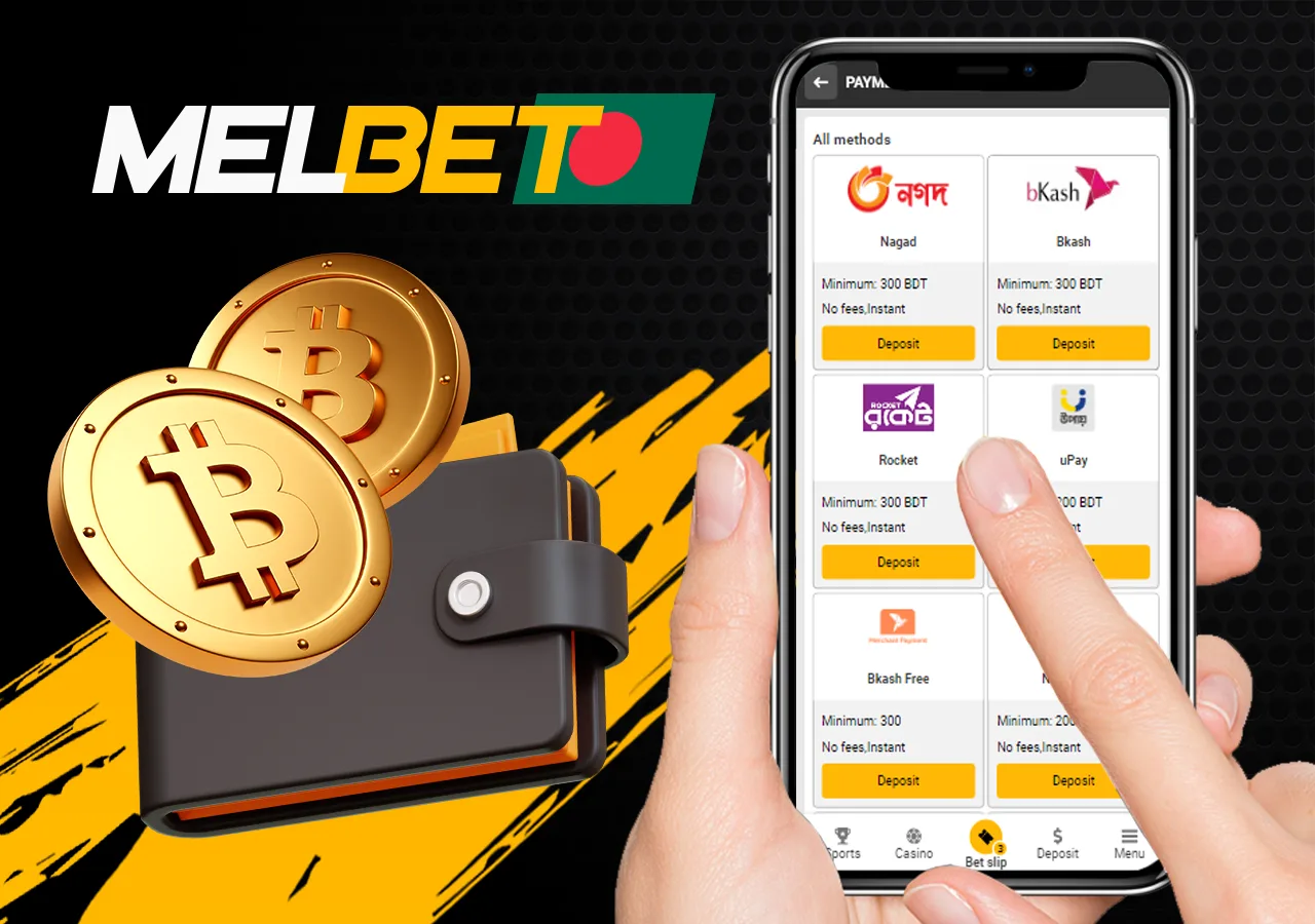 Description of available payment methods for deposit and withdrawal